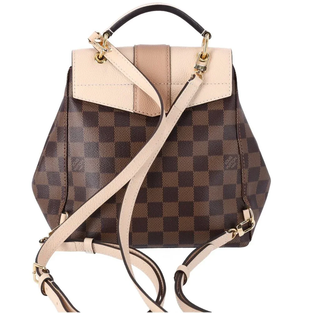 Louis Vuitton Clapton Backpack Damier Brown Canvas Leather Cream Crossbody